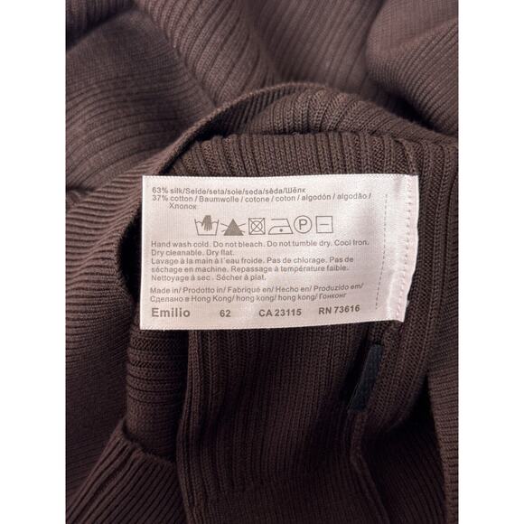 Boss Hugo Boss Sweater Large Mens Brown Silk Blend Knit Slim Fit Turtleneck - Picture 8 of 9